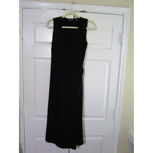 Dana Buchman Womens Wrap Dress Size 4 Black Sleeveless Tie Back - Picture 1 of 12